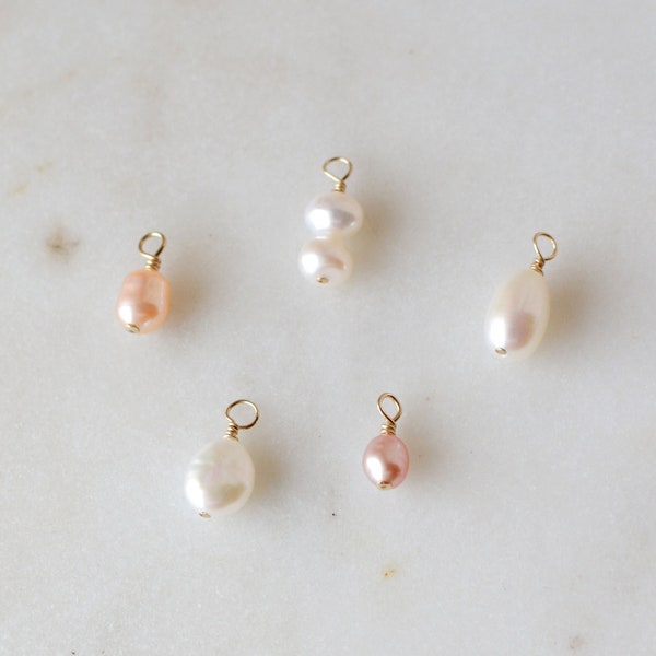 Baroque Pearl Add On Charm Necklace Freshwater Pearl Personalized Jewelry Cultured Genuine Pearl Earring Charm for Hoops