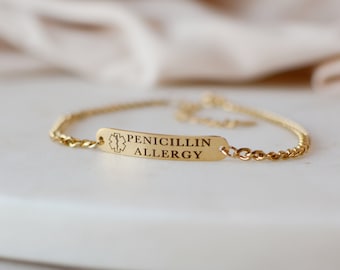 Personalized Medical Alert Bracelet, Engraved Stainless Steel ID Jewelry, Alzherimer, Autism, Diabetes, Epilepsy, Emergency Bracelet
