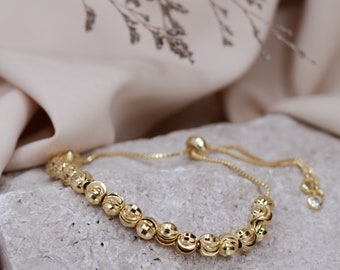 Gold Beads Bracelet Adjustable Beaded Bracelet Stack Bead Bracelets Gold Bracelet Gold Balls Bracelet