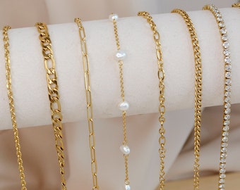 18k Gold Bracelet Dainty Bracelet Waterproof Bracelet Gold Chain Bracelet Every Day Bracelet Stack Gold Bracelet Kids Anti Tarnish Bracelet