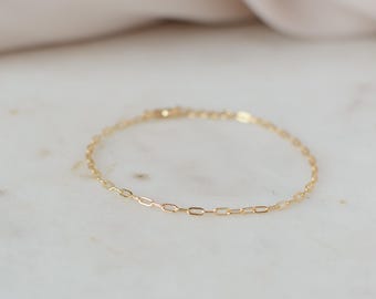 Dainty Gold Bracelet Paperclip Bracelet Water Resistant Bracelet Gold Chain Bracelet Every Day Bracelet Stack Gold Bracelet Stacking Jewelry