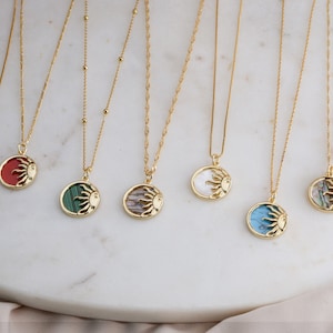 Sun Necklace Gold Sun Necklace Celestial Necklace Sunshine Jewelry Sun Moon Best Friend Jewelry gift for her