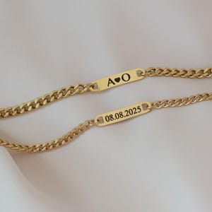 Couple Bracelet Men Engraved Bracelet Set of two Bracelet Gift Women and Men Personalized Gold Stainless Steel Bracelet Anniversary for Him