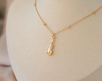 Violin Necklace Gold Violin Necklace Music Graduation Gift Instrument Pendant Gift for Her gift for violinist musician jewelry