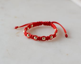 Red String Bracelet Baby Protection Bracelet 14K Gold Filled Beaded Strength Bracelet Good Luck Bracelet Red String Of Fate Bracelet