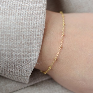Satellite Ball Bracelet Dainty 14k Gold Filled Bracelet Stacking Chain Bracelets Waterproof Minimalist Bridesmaid Bride Jewelry Gift for Her
