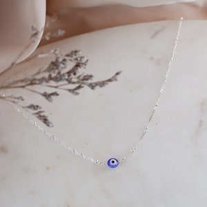 Evil Eye Choker Dainty Sterling Silver Evil Eye Necklace Tiny Evil Eye Necklace Protection Necklace Protection Jewelry Amulet Mal de Ojo
