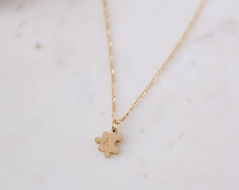 Personalized Tiny Puzzle Piece Necklace Initial Other Half Best Friend Necklace Girlfriend Necklace Autism Awareness Mom Gift Accessories