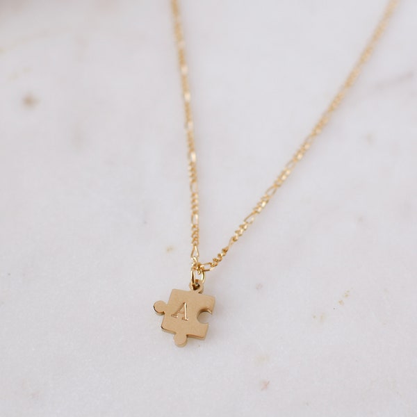 Personalized Tiny Puzzle Piece Necklace Initial Other Half Best Friend Necklace Girlfriend Necklace Autism Awareness Mom Gift Accessories