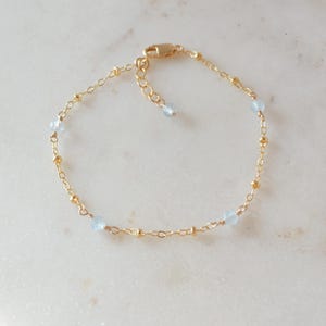 Aquamarine Bracelet 14k Gold Filled Sterling Silver Bracelet March Birthstone Jewelry Aquamarine Gemstones Bracelet Mother Day gift