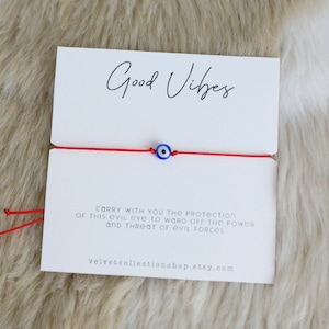 Evil Eye Bracelet Protection Red Thread Good Vibes Beads Red string Bracelet Turkish Eye Red Colors  Gift Card