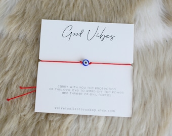 Evil Eye Bracelet Protection Red Thread Good Vibes Beads Red string Bracelet Turkish Eye Red Colors  Gift Card