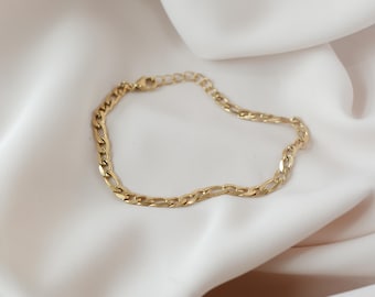 18k Gold 3mm 3.5mm 4mm Figaro Bracelet Waterproof Figaro Chain Bracelet Chunky Figaro Chain Bracelet Minimalista Bracelet
