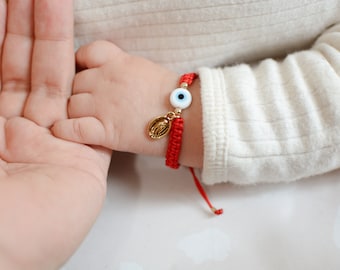 Protection Newborn Gift Evil Eye Bracelet Virgen de Guadalupe Bracelet for Baby Gift Lady of Guadalupe Kids Bracelet Toddler Virgencita Mary