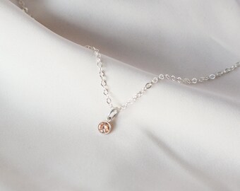Dainty Birthstone Necklace Sterling Silver Gemstone Necklace Birthday Gift for Her Anniversary Gift Christmas Gift Women Necklace Mom
