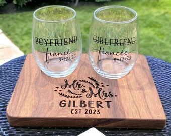 Engagement Gift for the Couple, Girlfriend Fiancee, Boyfriend Fiance, Engagement Gifts, Charcuterie Board Personalized, Engraved Engagement