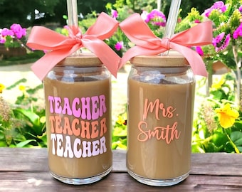 Teacher Glass Coffee Cup, Teacher Gift, Personalized Teacher Gift, Teacher Appreciation Gift, Gift for Teacher, Teacher Glasses