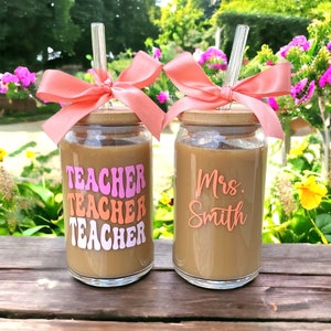 Teacher Glass Coffee Cup, Teacher Gift, Personalized Teacher Gift, Teacher Appreciation Gift, Gift for Teacher, Teacher Glasses