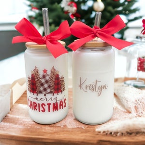 Christmas Tumbler, Merry Christmas, Christmas Iced Coffee Cup, Christmas Mug, Christmas Iced Coffee Glass, Gift for Neighbor