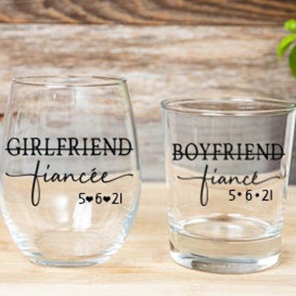 Engagement Gift for the Couple, Girlfriend Fiancee, Boyfriend Fiance Engagement Gifts, Just Engaged Gifts, Engagement Glasses