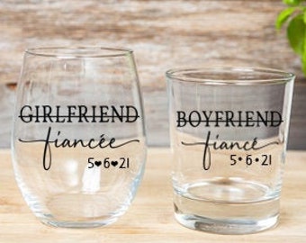 Engagement Gift for the Couple, Girlfriend Fiancee, Boyfriend Fiance Engagement Gifts, Just Engaged Gifts, Engagement Glasses