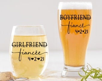 Engagement Gift for the Couple, Girlfriend Fiancee, Boyfriend Fiance Engagement Gifts, Just Engaged Gifts, Engagement Glasses