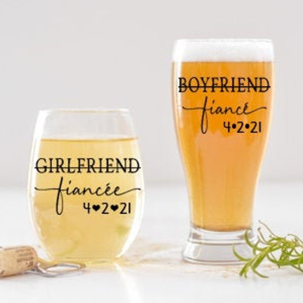 Engagement Gift for the Couple, Girlfriend Fiancee, Boyfriend Fiance Engagement Gifts, Just Engaged Gifts, Engagement Glasses