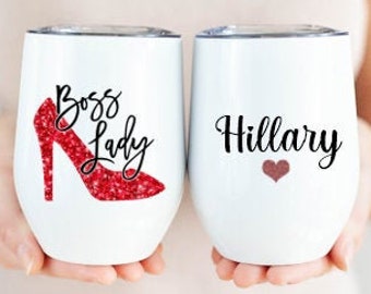 Boss Lady Wine Tumbler, Personalized Boss Lady Wine Tumbler, Gift for Boss, Boss Appreciation Gift, Girl Boss Gift, Bosses Day