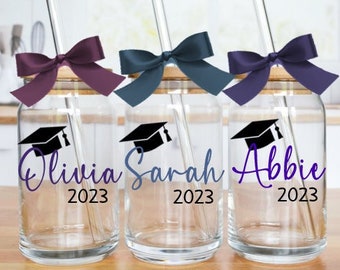 Graduation Tumbler, Graduation Glass Can, Graduation Gift, College Grad Gift, Class of 2024, Personalized Graduation Gift, 2024 Grad