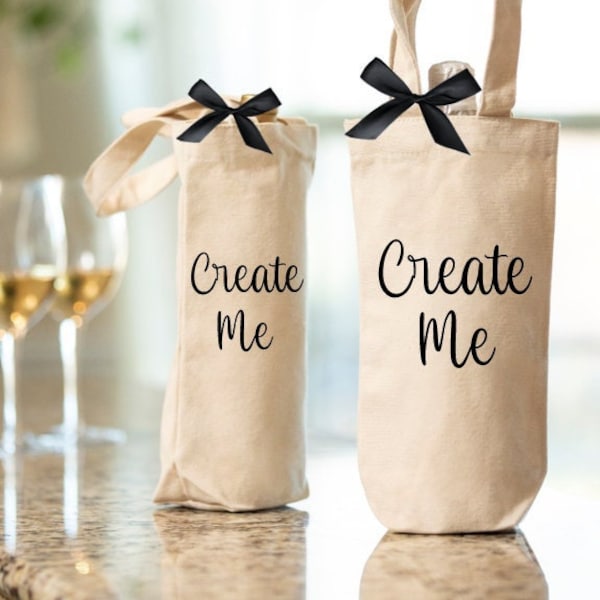 Custom Wine Bag, Personalized Canvas Wine Bag, Wine Tote Bag Personalized, Wine Tote, Wine Bags Personalized, Hostess Gift, Wine Gifts