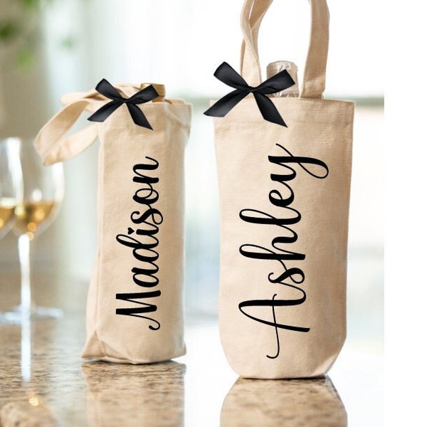 Personalized Canvas Wine Bag, Wine Tote Bag Personalized, Wine Tote, Wine Bags Personalized, Custom Wine Bag, Hostess Gift, Wine Gifts