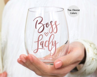girl boss wine glass
