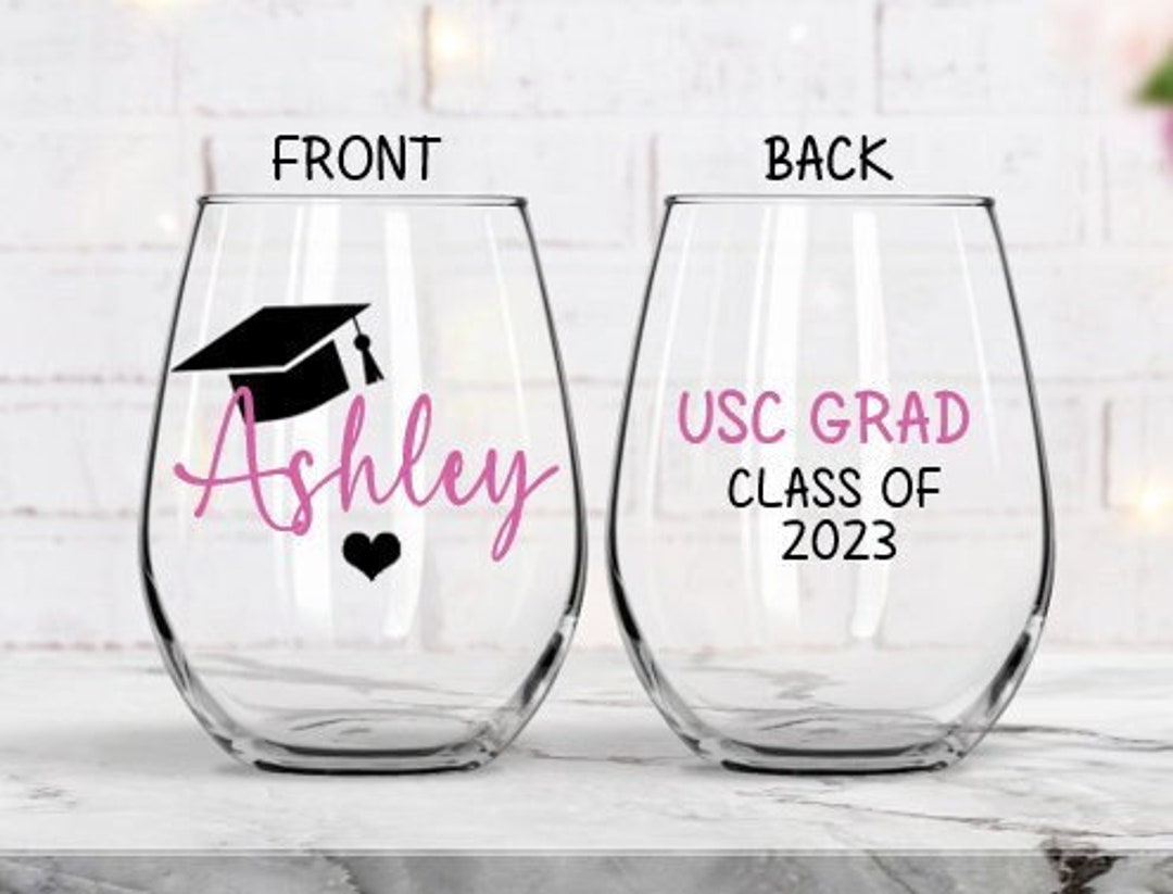 Graduation Wine Glass, Personalized Graduation Wine Glass, Graduation