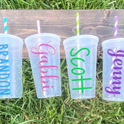 Personalized Cups, Personalized Party Cups, Plastic Cups Personalized, Stadium Cups, Birthday Cups, Personalized Cups with Lids and Straws