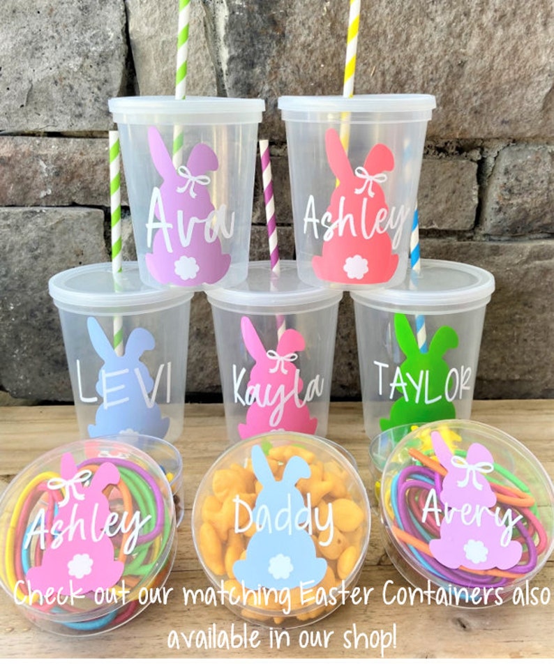 Easter Cups for Kids, Easter Basket Stuffers, Easter Decor, Kids Water Cup, Easter Decor, Easter Party Favors, Kids Easter Gifts image 2