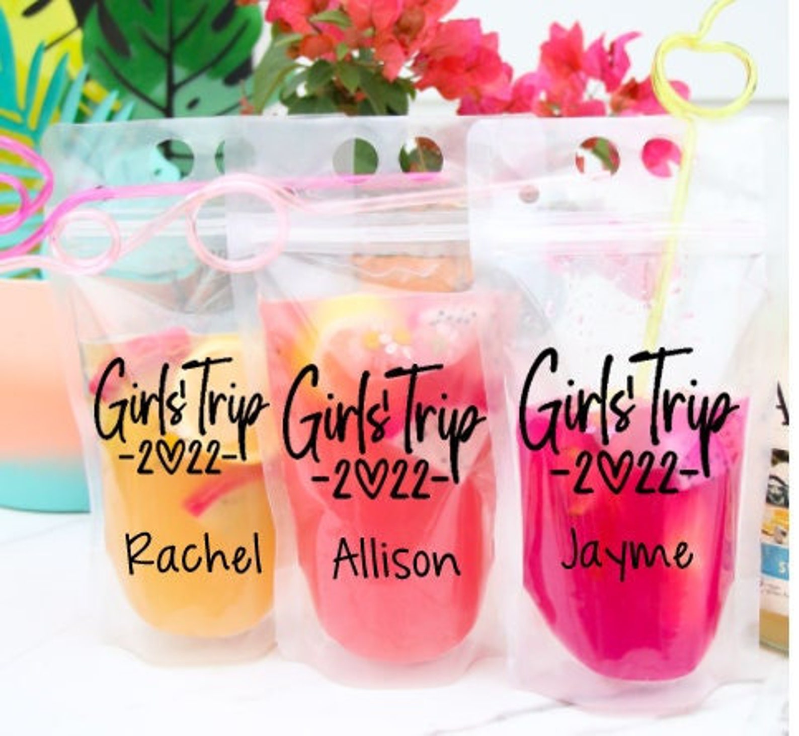 Adult Drink Pouches Personalized Girls Trip Girls Weekend - Etsy