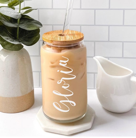 Be Kind To Your Mind Themed Iced Coffee Cup Glass - Trendy Glass Jar – LB  Diamond Store