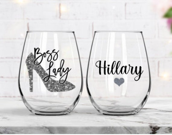 Boss Lady Stemless Wine Glass, Bosss Day Gift, Bosss Birthday Wine Gift,  Christmas Gift for Female Boss 