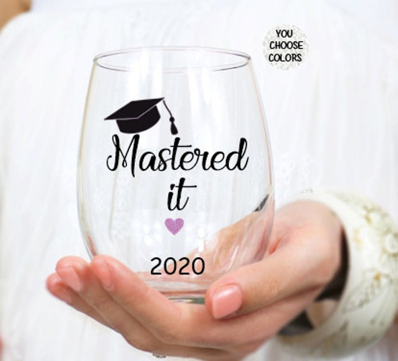 Mastered It Wine Glass Graduation Gift Masters Degree Gift Etsy