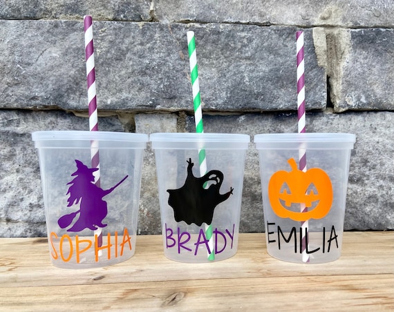 Kids Halloween Cups, Kids Halloween, Halloween Cups With Straws, Halloween  Party Favors, Halloween Cups for Kids, Personalized Halloween 