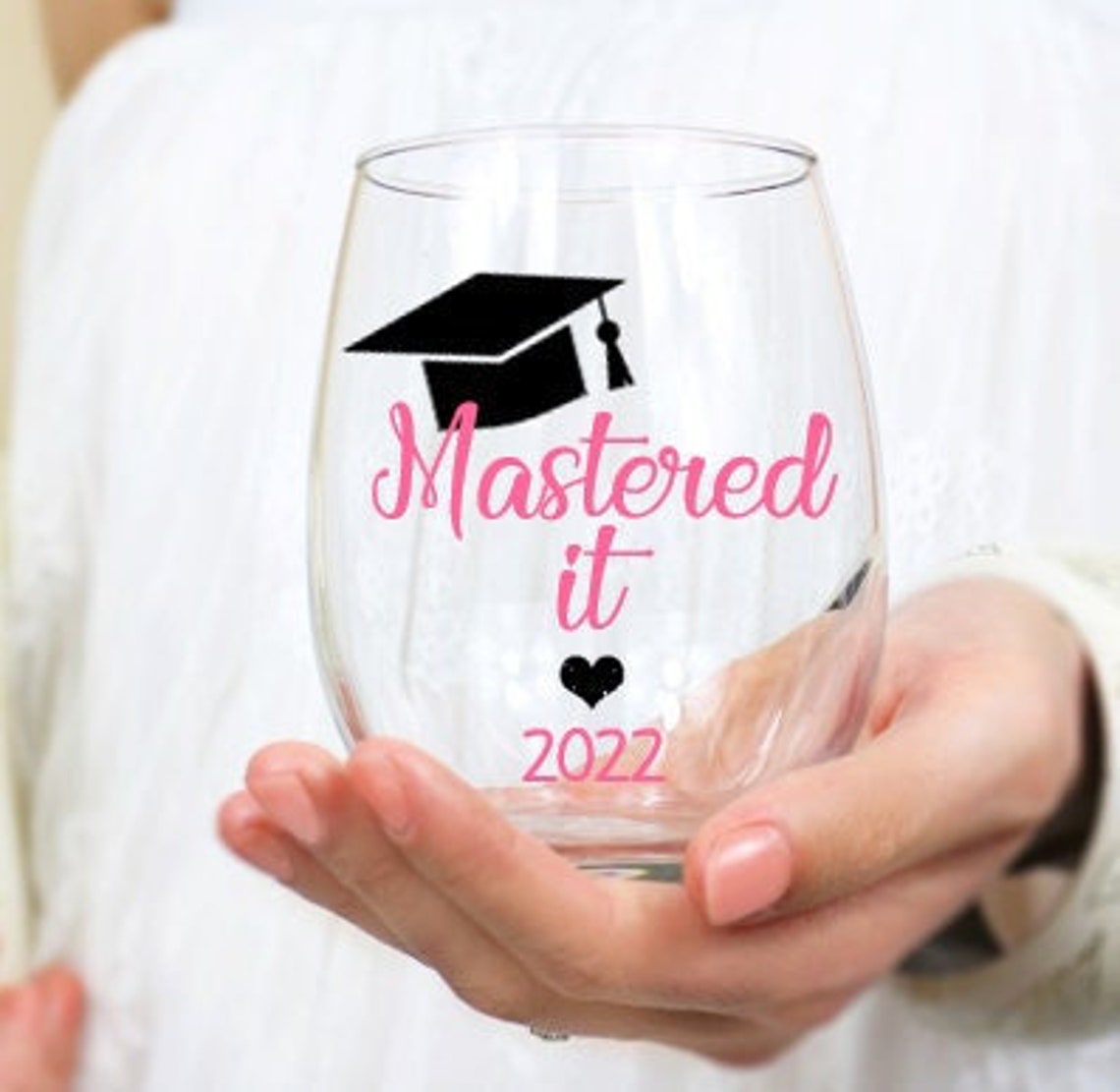 Mastered It Wine Glass Graduation Gift Masters Degree Gift Etsy