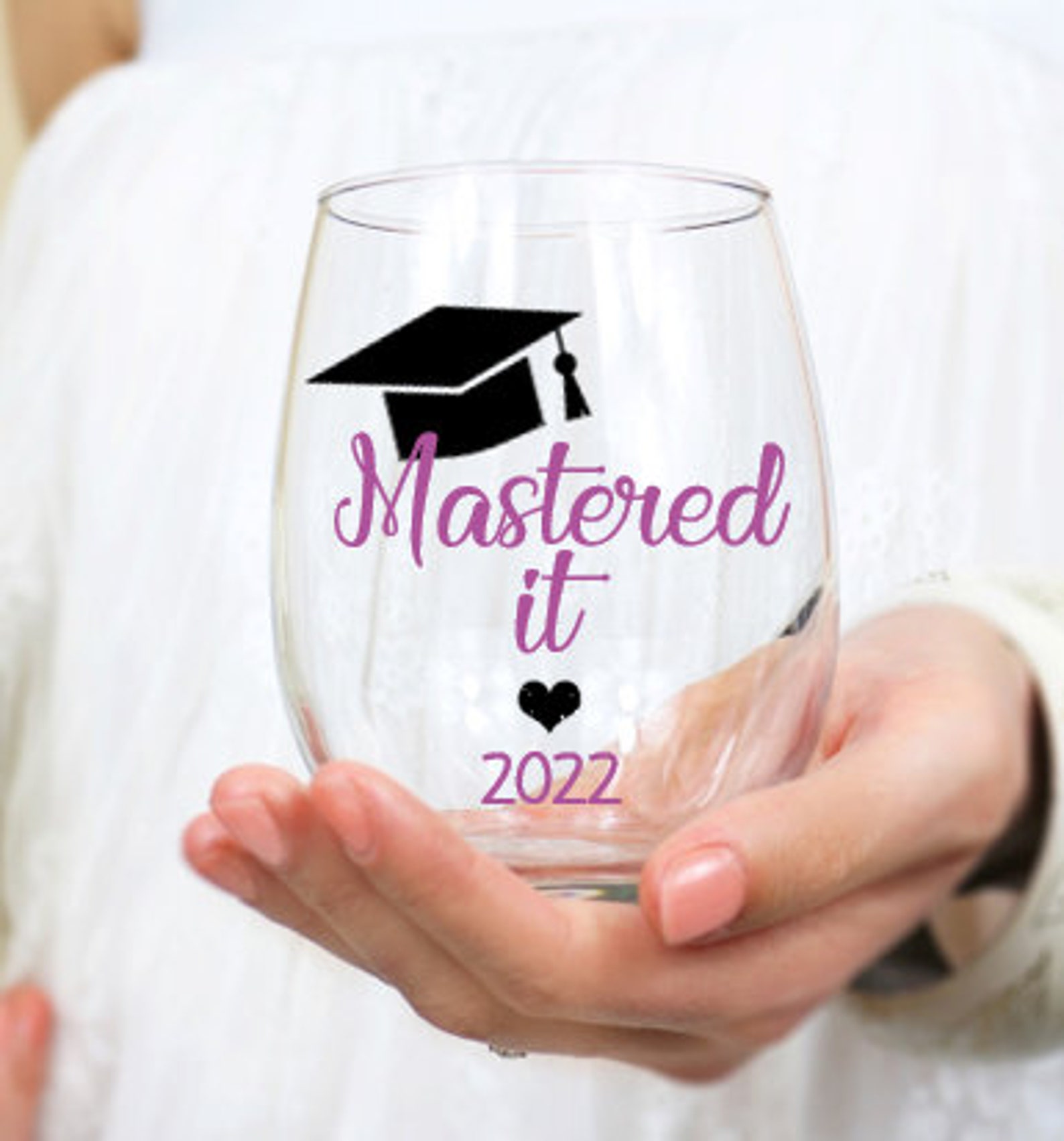 Mastered It Wine Glass Graduation Gift Masters Degree Gift Etsy