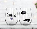 Sisters Wine Glass, Custom Long Distance Sisters Wine Glass, Sister Gift, Sister Long Distance, Sisters Birthday Gift, Sisters Wine Glasses
