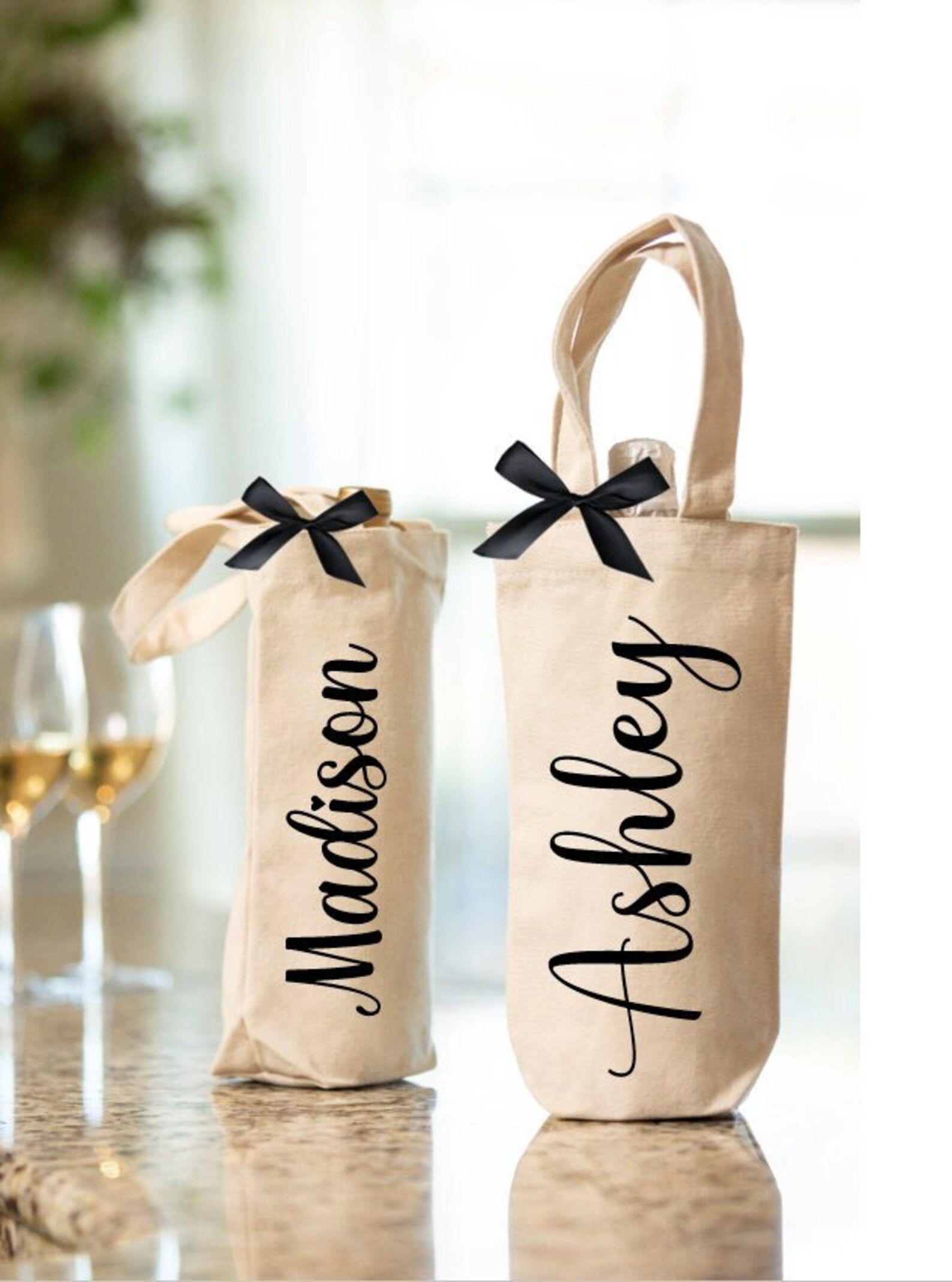 Personalized Canvas Wine Bag, Wine Tote Bag Personalized, Wine Tote