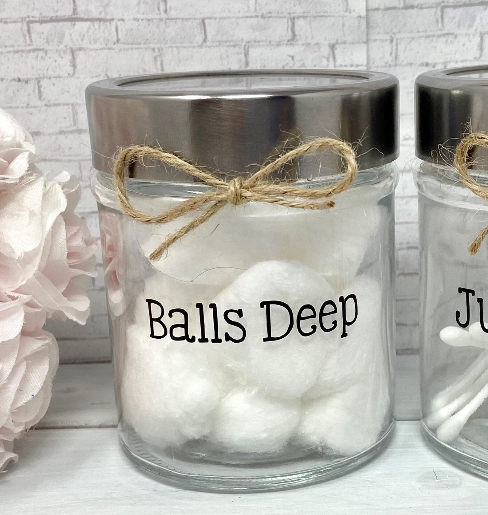 Balls Deep Cotton Ball Holder Balls Deep Cotton Ball Jar Etsy