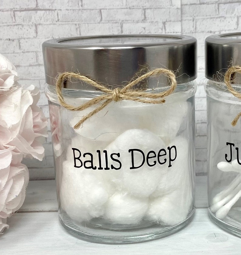 Balls Deep Cotton Ball Holder Balls Deep Cotton Ball Jar Etsy