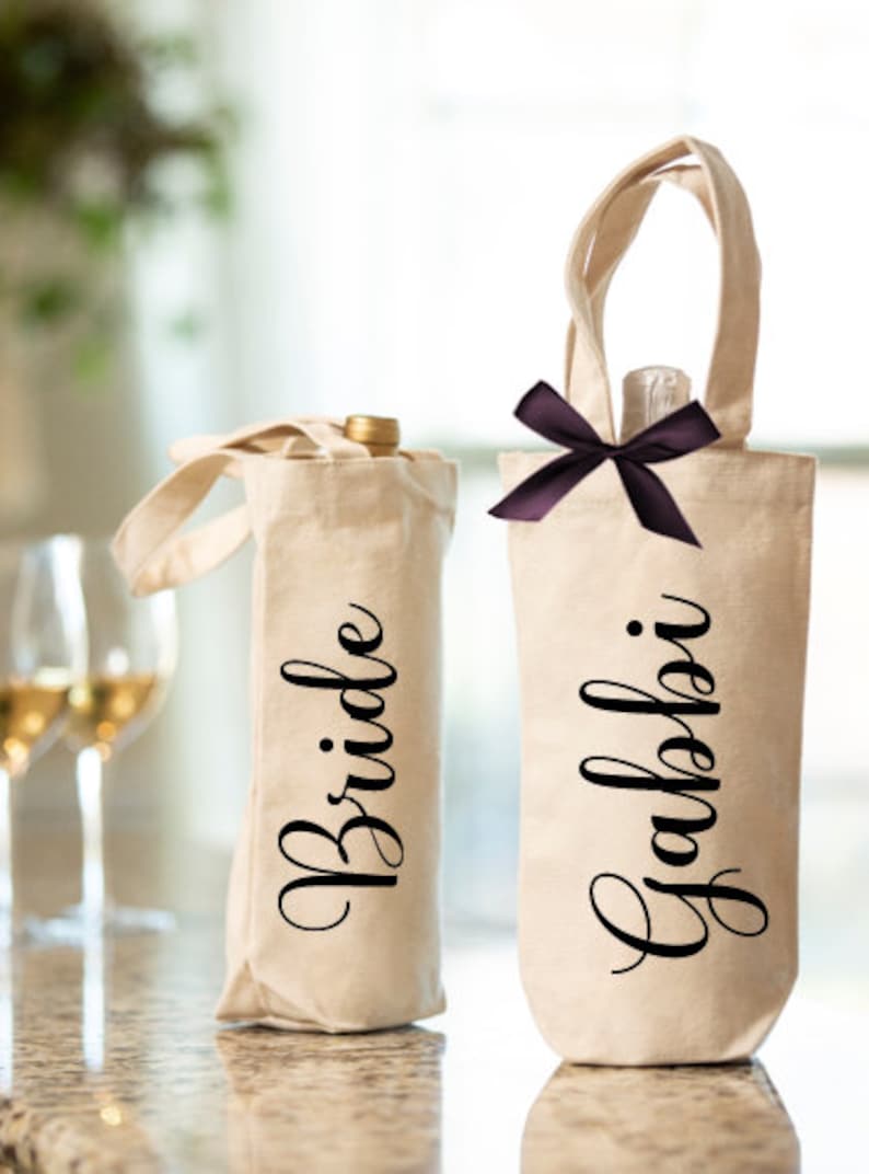 Personalized Canvas Wine Bag, Wine Tote Bag Personalized, Wine Tote, Wine Bags Personalized, Custom Wine Bag, Hostess Gift, Wine Gifts image 3