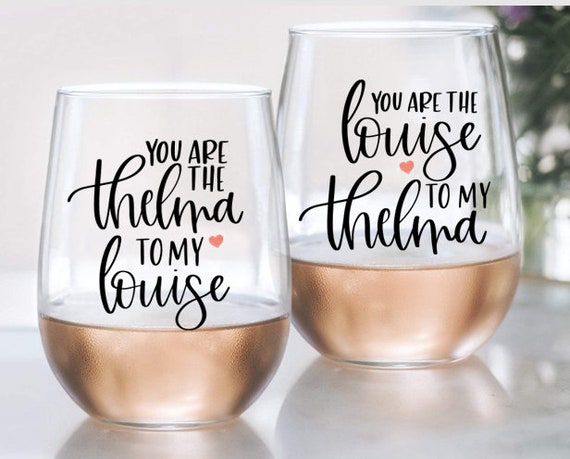 Thelma and Louise Stemless Wine Glasses