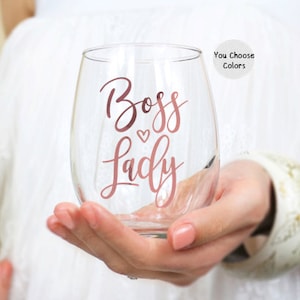 Boss Lady Wine Glass, Promotion Gift for Women, Gift for Boss, Boss Appreciation Gift, Girl Boss Gift, Bosses Day, Gift for Co-Worker