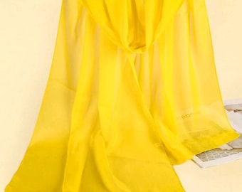 Beautiful Ladies Bright Yellow Chiffon Evening Scarf